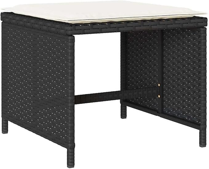 Afuera Living 9 Piece Poly Rattan Garden Dining Set, Black and Cream White, Weather-Resistant Furniture, Cushioned Seats with Removable Covers, Modern Patio or Terrace Outdoor Dining Set for 8 Guests