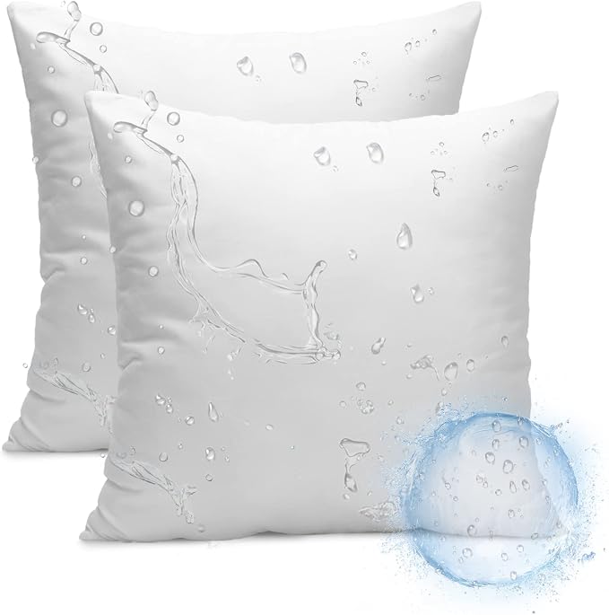 Ashler 20 x 20 Outdoor Pillows, Waterproof Inserts Set of 2, Throw Pillow | Throw Pillow Inserts, Hypoallergenic Stuffer, Sham Square Pillow Insert, For Patio, Bench, Garden, Indoor Outdoor Decorative