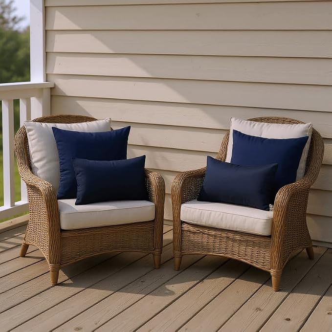RSH DECOR Sunbrella 26" x 16" Lumbar Throw Pillows Set of 4 | Water & Fade-Resistant Performance Fabric | Outdoor Pillow Covers with Down-Alternative Inserts | Made in USA (Canvas Melon Bright Coral)