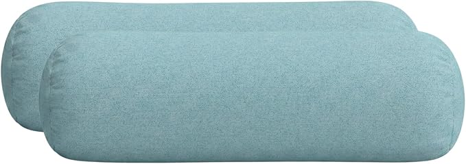 RSH DECOR: Sunbrella Neck Roll Pillows Set of 2 | 20” x 6” | Outdoor Bolster for Patio, Deck, Porch, or Poolside Furniture | Water & Fade-Resistant | Made in USA (Cast Mineral)