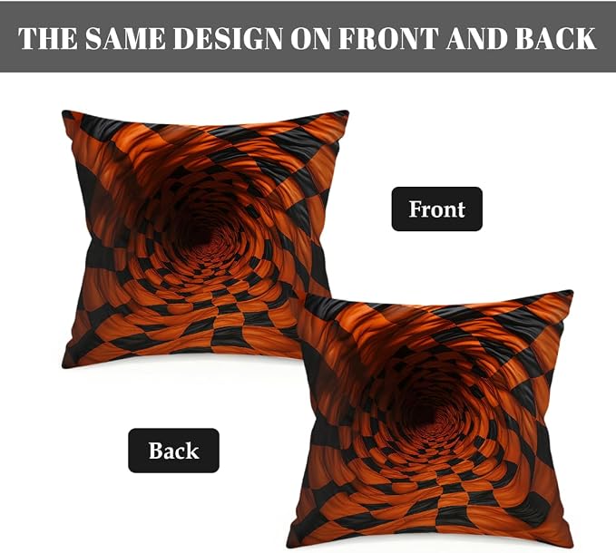 22x22 Inch Outdoor Pillow Covers Set of 2 Waterproof Throw Pillow Covers Decorative Couch Cushion Covers 3D Brown Checkered Square Pillowcases Protectors for Patio Garden Sofa