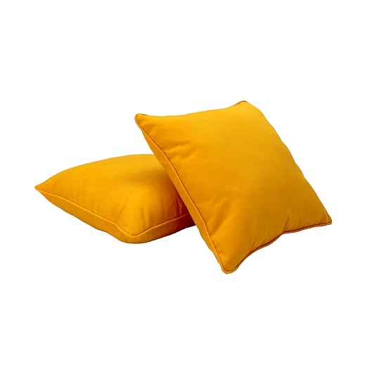 Factory Direct Partners Presidio 15" x 15" Square Decorative Throw Pillow Set with Piping for Indoor/Outdoor Furniture UV, Fade, Weather-Resistant Olefin Fabric (2-Pack) - Marigold, 13809-117