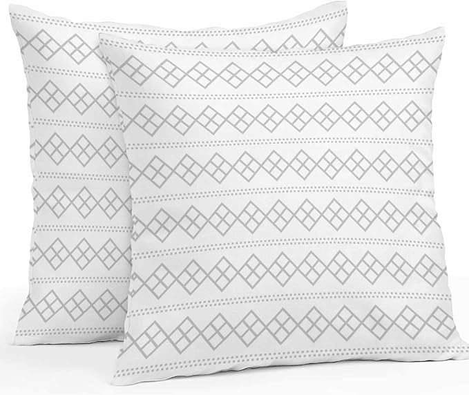 Grey Boho Outdoor Pillow Covers 18x18 Inch Throw Pillow Covers Set of 2 Waterproof Decorative Pillow Cases Vintage Ethnic Tribe Abstract Art Cushion Covers for Patio Furniture Garden Couch Sofa