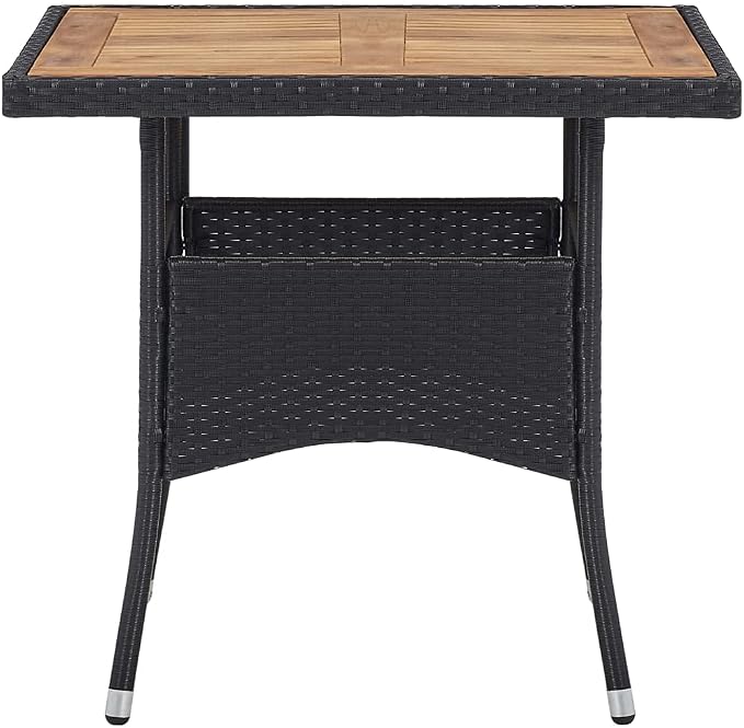 5-Piece Black Poly Rattan Dining Set with Removable Covers, Weather-Resistant Outdoor Furniture and Sturdy Metal Frame for Patio or Garden
