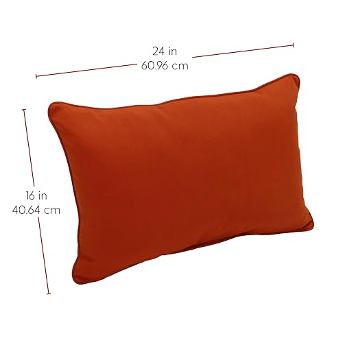 Factory Direct Partners Presidio 16" x 24" Lumbar Decorative Throw Pillow Set with Piping for Indoor/Outdoor Furniture UV, Fade, Weather-Resistant Olefin Fabric (2-Pack) - Burnt Orange, 13813-121