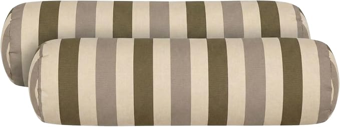 RSH DECOR: Sunbrella Neck Roll Pillows Set of 2 | 20” x 6” | Outdoor Bolster for Patio, Deck, Porch, or Poolside Furniture | Water & Fade-Resistant | Made in USA (Portico Sparrow)