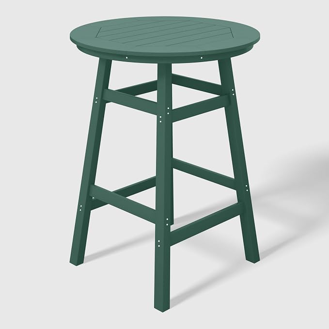 WestinTrends Malibu Outdoor 35" HDPE Round Patio Bar Height Table, Dark Green