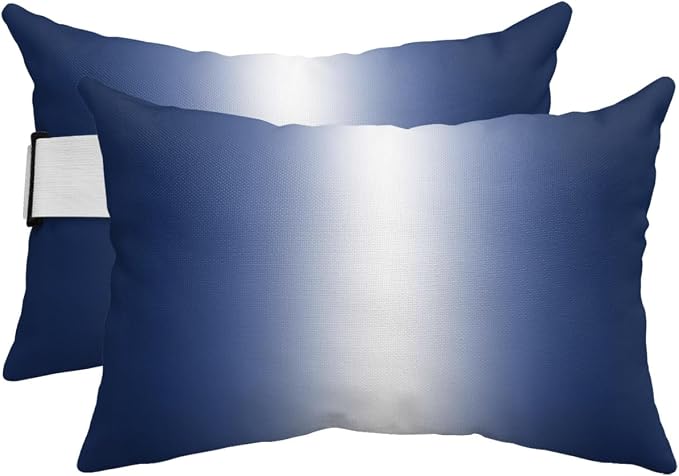 Pack of 4 Outdoor Lumbar Pillow Covers 12x20 Inch, Navy Blue Ombre Waterproof Throw Pillow Covers Set, Aesthetics Modern Abstract Art Gradient Decorative Cushion Cases for Patio Porch Car