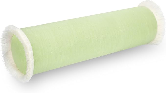 Hofdeco Premium Coastal Hampton Outdoor Performance Bolster Pillow Cover Only, 6"x20" Water Repellent, UV and Fade Resistant for Backyard, Couch, Poolside, Grass Green Woven Solid