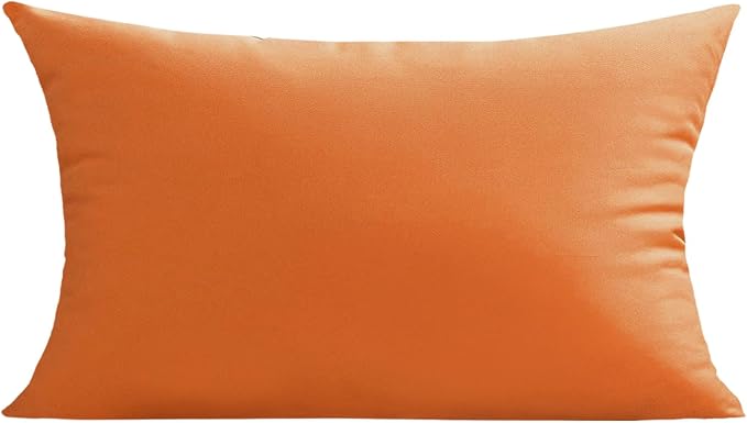 VAKADO Pumpkin Fall Waterproof Outdoor Throw Pillow Covers 12x20 Set of 2 | Fade Resistant, All-Weather Durability. Warm Harvest Hue For Porch, Patio & Garden. Machine Washable, Hidden Zipper.