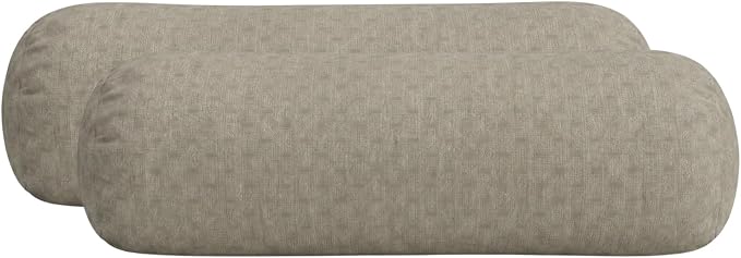 RSH DECOR: Sunbrella Neck Roll Pillows Set of 2 | 20” x 6” | Outdoor Bolster for Patio, Deck, Porch, or Poolside Furniture | Water & Fade-Resistant | Made in USA (Dots Nice Shale)