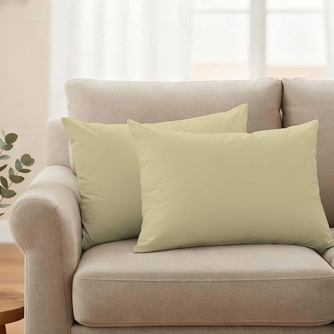 Lumbar Pillow Covers 12 x 20 Inches, Yellow Solid Color Waterproof Throw Pillow Cover Set of 2, Aesthetics Contemporary Luxury Decorative Rectangle Cushion Covers for Patio/Couch/Garden