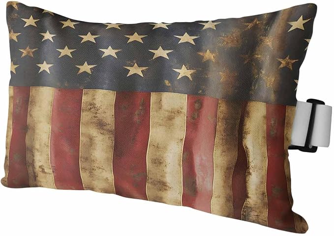 Pack of 1 Outdoor Lumbar Cushions with Inserts, American Vintage US Flag Patriot Waterproof Fluffy Fade Body Pillows, Patio Furniture Pillow for Home Balcony Garden Decor 11x16IN