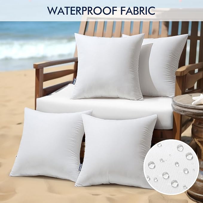 MIULEE 22x22 Inch Outdoor Pillow Inserts, Pack of 4 Waterproof Pillows | Decorative Throw Pillows, Garden Pillow Form for Patio Sofa Couch