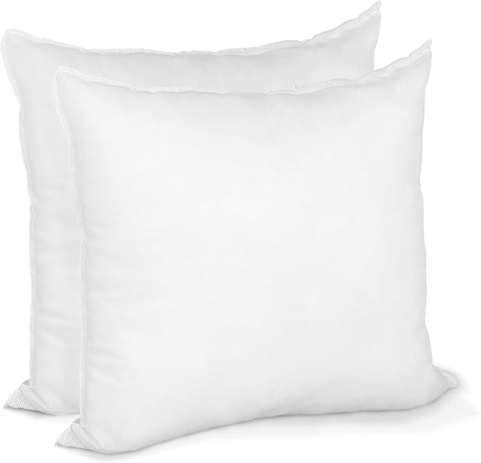 Hometex Canada Pillow Insert 18" x 18" Indoor Outdoor Polyester Filled Standard Cover (2 Pack)