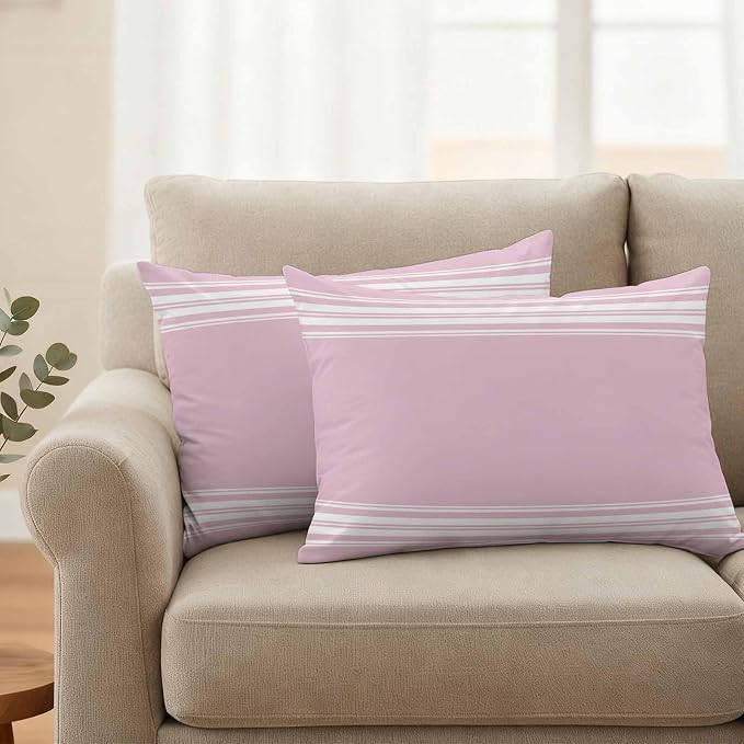 Outdoor Pillow Covers 12x20 Set of 2 Pink Stripes Outdoor Pillows Waterproof Throw Pillow Covers French Stripe Farmhouse Style Pillowcases Decorative Case for Patio Cushion