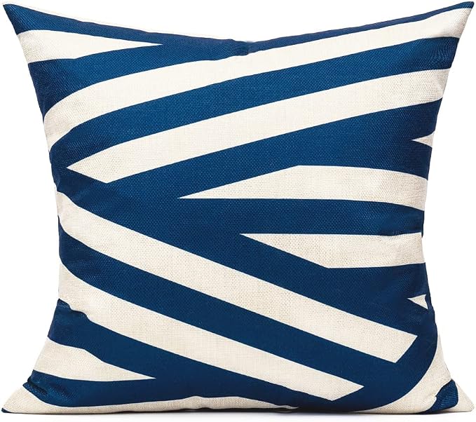 All Smiles Outdoor Waterproof Throw Pillow Covers 16X16 Set of 4,Navy Decorative Cushion Covers Boho Decorations Outside for Patio Furniture Porch Seat Chair Couch Sofa Living Room Geometric