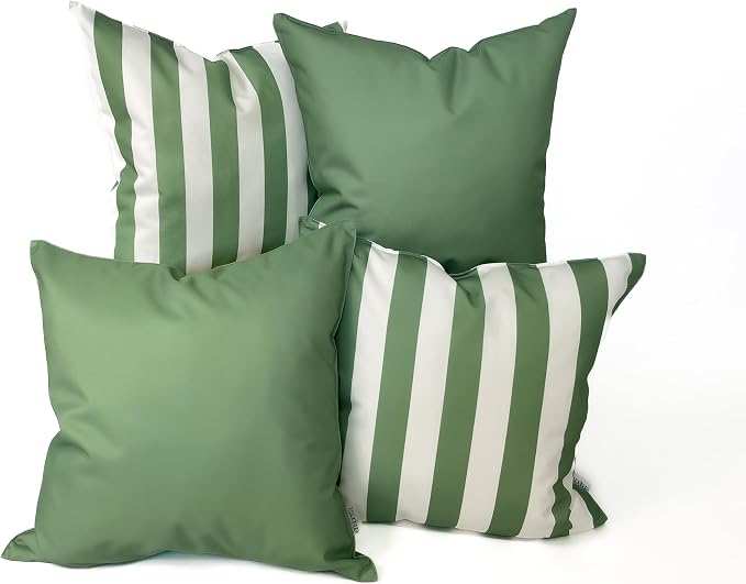 Pack of 2 Outdoor 20''x20'' Waterproof Green Throw Pillow Covers Decorative Square Patio Pillows for Patio Furniture (Loden Frost)
