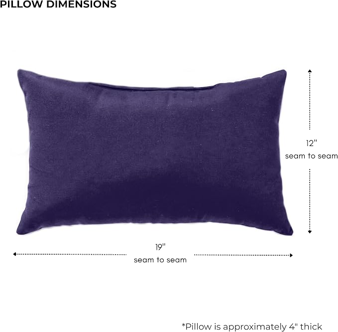 Set of 2 Outdoor Throw Pillows 19 x 12 Inch – Reversible Rectangle Patio Accent Pillows – Weather-Resistant Polyester Fabric – Eco-Friendly Recycled Polyfiber Fill – Navy