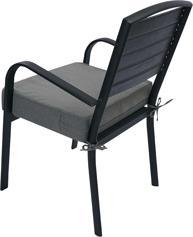 Magpie Fabrics Indoor Outdoor Cushion Cover Replacement 2 Pack, NO Insert! Water Repellent Slipcover with Ties Decor for Patio Garden Chair Sofa Bench Wicker(Dark Grey, 24x22x4 Inch)