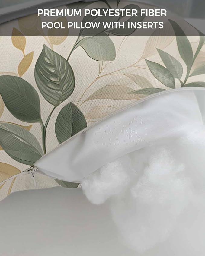 Pack of 2 Outdoor Lumbar Cushions with Inserts, Vintage Watercolor Eucalyptus Leaves Plants Waterproof Fluffy Fade Body Pillows, Patio Furniture Pillow for Home Balcony Garden Decor 12x20IN