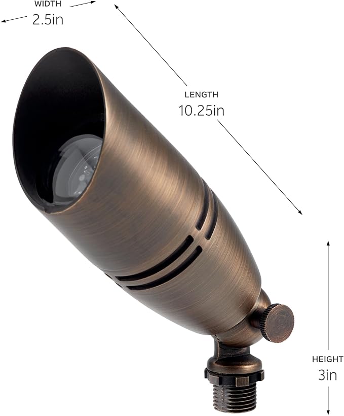 Kichler 12V MR-16 Fixed Socket Brass Accent Light Centennial Brass, 3.00x10.25x2.50