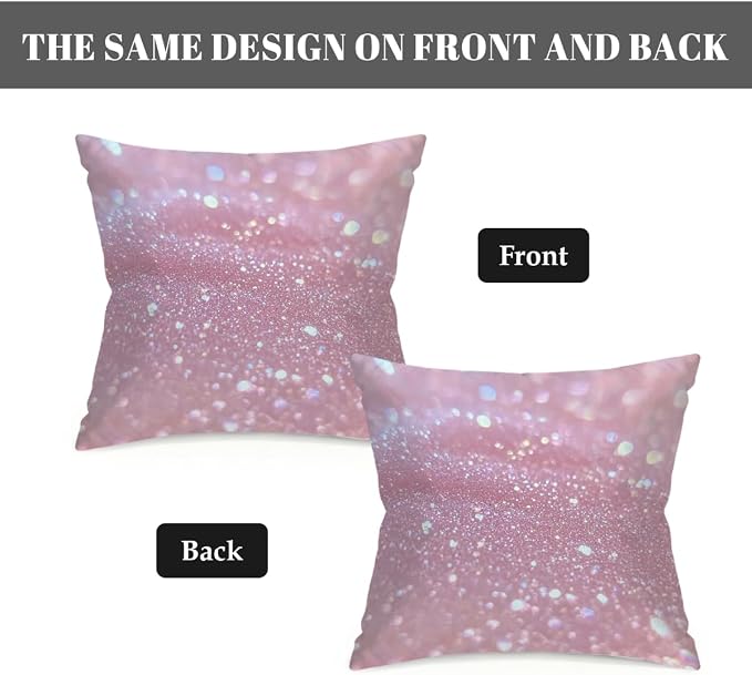 22x22 Inch Outdoor Pillow Covers Set of 2 Waterproof Throw Pillow Covers Decorative Couch Cushion Covers Pink Glitter Pattern Square Pillowcases Protectors for Patio Garden Sofa