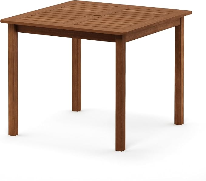 Furinno TIOMAN Square Outdoor Patio Dining Table, Solid Hardwood Garden Table for Backyard, Deck, Balcony, Teak Oil Finish, Light Wood