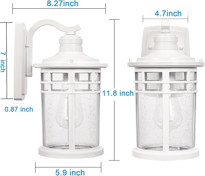 Darkaway Outdoor Porch Lights Wall Mount, Outdoor Light Fixtures Sconces Wall Lighting with Seeded Glass Waterproof Exterior Lights for Patio Yard House Hallway Doorway Garage(1 Pack, White)