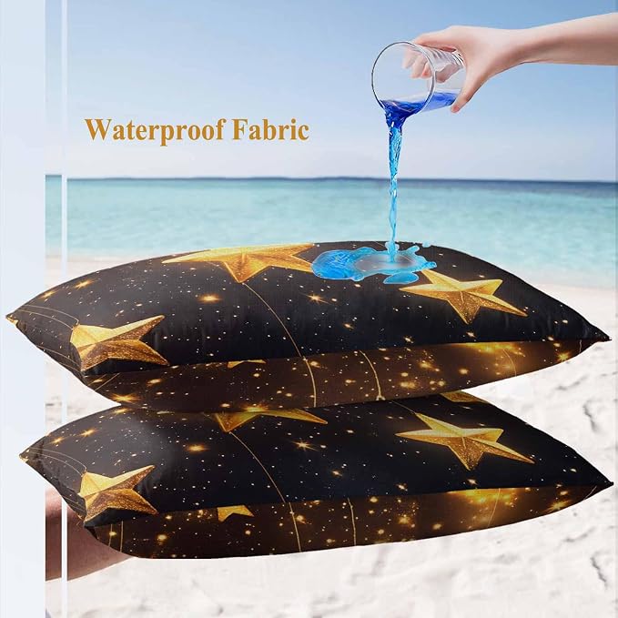 Gorgeous Star Outdoor Waterproof Throw Pillow Covers Set of 2, 20"x12", Starry Sky Dream Fantasy Decorative Pillow Covers Outside Cushion Case for Patio Porch Garden