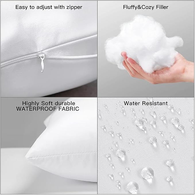 OTOSTAR Waterproof Outdoor Throw Pillow Insert 18x18 Inch Water Resistant Pillow Insert Premium Pillow Stuffer Sham Square Decorative Throw Pillow for Couch Cushion Stuffer Patio Furniture (1 Pack)