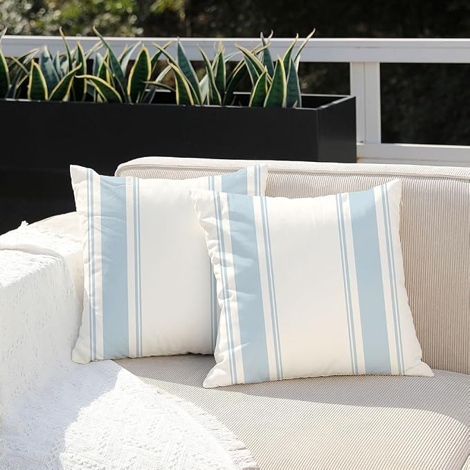 DFXSZ Outdoor Light Blue Waterproof Geometry Pillow Covers 16x16 Set of 4 | Spring Summer Waterproof Modern Throw Pillowcases（No Inserts） Outdoor Decor for Patio Funiture Garden Polyester Covers