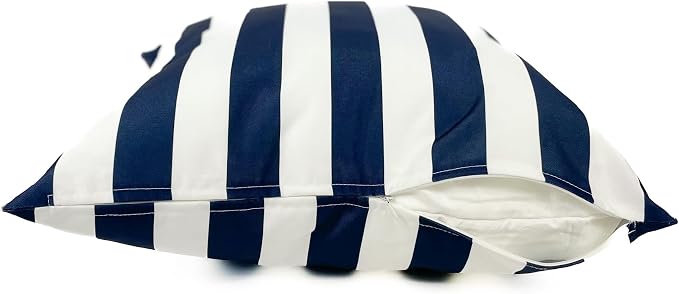 Pack of 2 Outdoor 20''x20'' Waterproof Navy Blue Striped Throw Pillow Covers Decorative Square Cushion Patio Pillows for Patio Furniture (Polar Night)