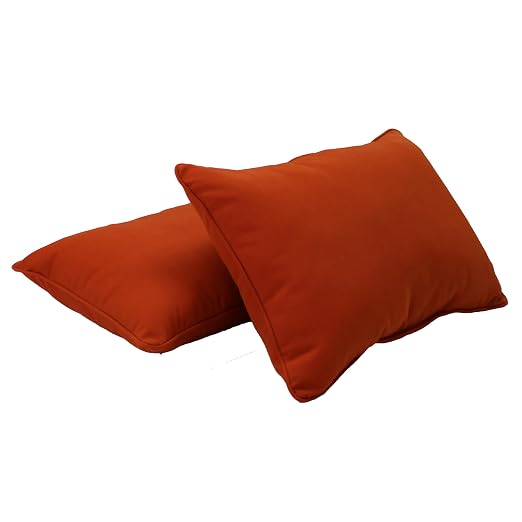 Factory Direct Partners Presidio 16" x 24" Lumbar Decorative Throw Pillow Set with Piping for Indoor/Outdoor Furniture UV, Fade, Weather-Resistant Olefin Fabric (2-Pack) - Burnt Orange, 13813-121