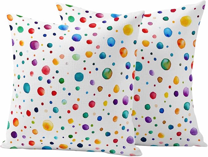 Color Polka Dot Outdoor Pillow Covers Set of 2 Abstract Watercolor Bubbles Modern Waterproof Throw Pillow Cover Decorative Cushion Cases for Patio Porch Garden 26X26 Inch