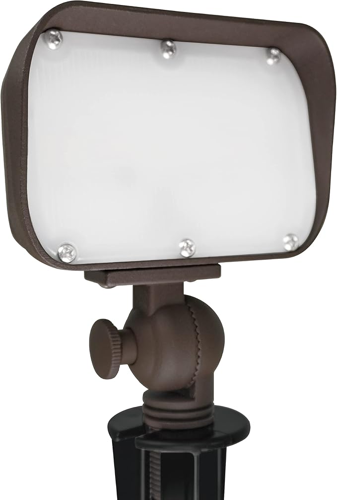 7W LED Outdoor Flood Light, Low Voltage Landscape Lighting, Waterproof Security Wall Lighting Fixture, 9-15V, 480 Lumen, 3000K, 1/2" Adjustable Knuckle Mount, Die-cast Aluminum, Brown