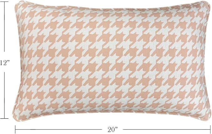 Pack of 2 Outdoor Waterproof Decorative Lumbar Pillows Covers for Patio Furniture, 20x12 Inch Fade Resistant Patio Garden Lumbar Cushion Covers for Couch Bed Sofa, Houndstooth Pink