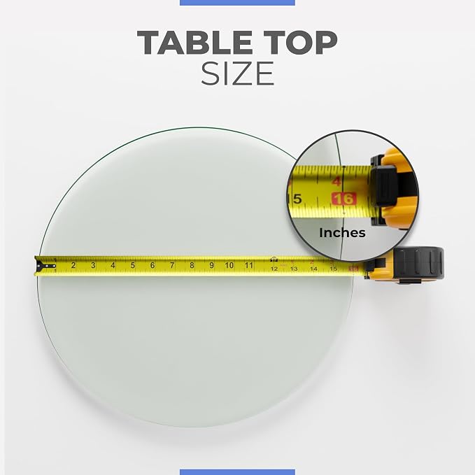 16 Inch Round Tempered Beveled Polished Edge Glass Table Top -1/2” Thick Round Glass Table Top–Heavy Duty, Dining, Coffee, and Office Tables by Fab Glass and Mirror