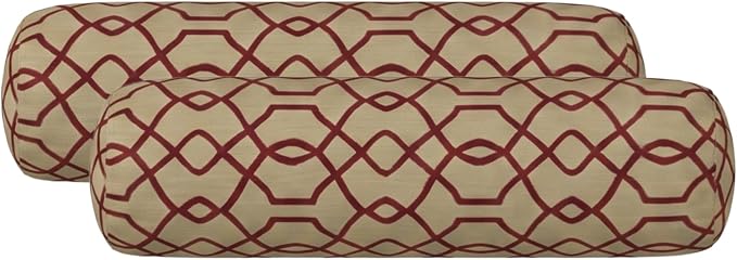 RSH DECOR: Sunbrella Neck Roll Pillows Set of 2 | 20” x 6” | Outdoor Bolster for Patio, Deck, Porch, or Poolside Furniture | Water & Fade-Resistant | Made in USA (Folio Terracotta)