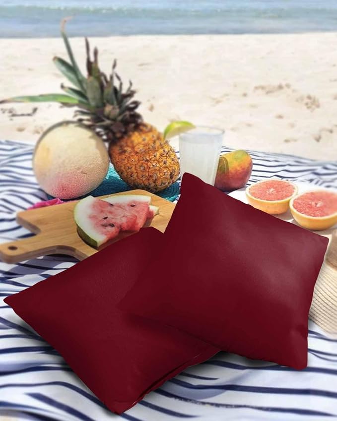 Outdoor Throw Pillow Cover Burgundy Red Simple Solid Color Waterproof Cushion Covers 2 Pack Minimalist Art Dark Maroon Pillow Cases Home Decoration for Patio Garden Couch Sofa