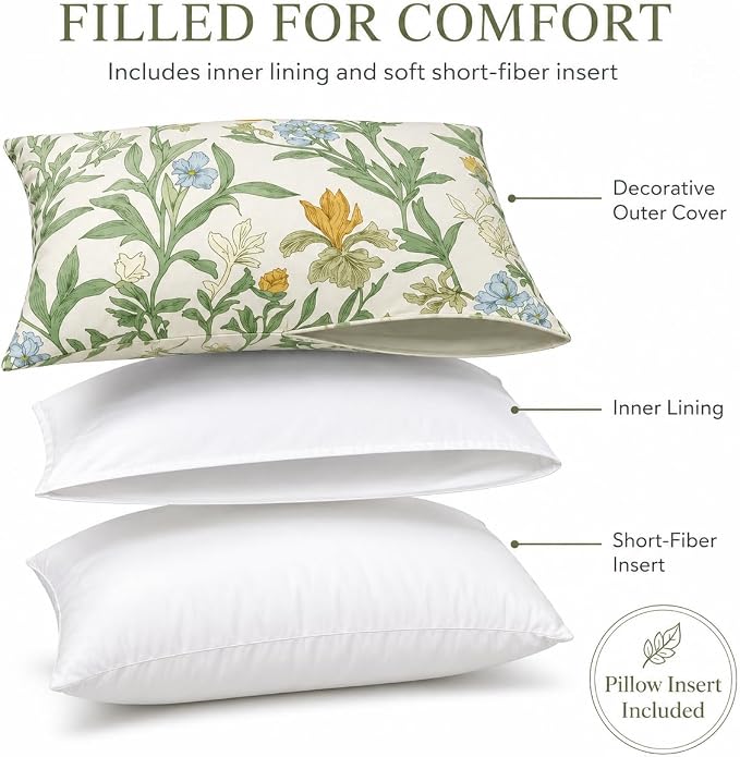 Pack of 2 Patio Lumbar Pillows 12"x20" | Fade Resistant Outdoor Waterproof Lumbar Pillow with Inners Decorative Garden Lumbar Cushions for Home Patio Terrace Sofa