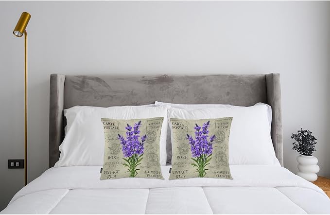 Swono Lavender Throws Pillows Covers for Couch, Violet Lavender Flowers Stamp Decorative Pillow Cases for Men Women, Purple Comfortable Pillow Cushion Cover Pack of 2 18"X18" for Home Sofa Bed