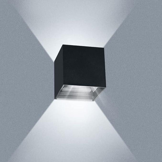 Juyace 2 Pack 20W 6000K LED Outdoor Sconce Wall Up and Down Exterior Light | 2000lm,hardwire,No photocell Light Fixture, up down Angle-Adjustable,Square 4.7",IP65 Waterproof for Porch Patio，White