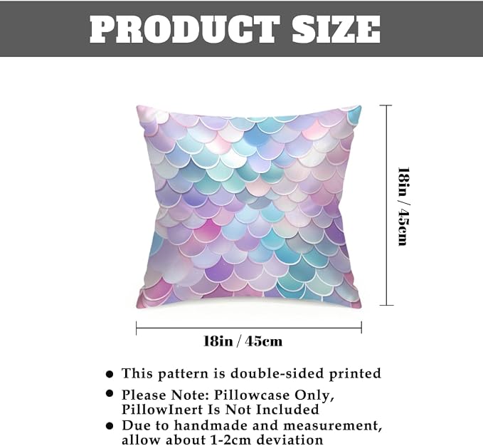 Waterproof Outdoor Pillow Covers Patio Throw Pillow Cases 18x18 Scales | Decorative Throw Pillows Patio Cushion Covers Set of 2, Outdoor Pillow Inserts Cover for Couch Chair