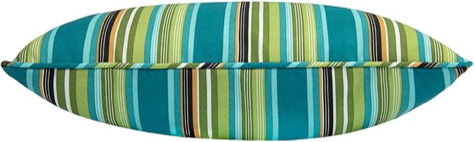 Outdoor Lumbar Pillows Water Resistant 12x20 inch,Decorative Throw Pillow Set of 2 with Insert,Hidden Zipper Headrests for Patio Furniture Sofa Couch Chair(Green Stripe)