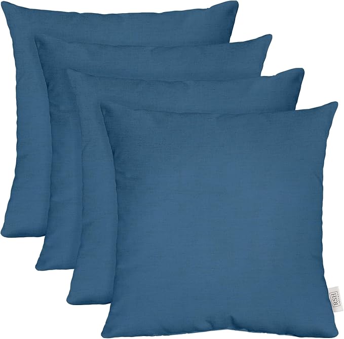 RSH DECOR: Sunbrella Square Throw Pillows Set of 4 | 17" x 17" | Water and Fade-Resistant Performance Fabric | Outdoor Pillow Covers with Down-Alternative Inserts | Canvas Regatta