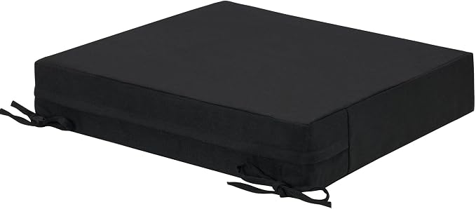 Magpie Fabrics Indoor Outdoor Cushion Cover Replacement 2 Pack, NO Insert! Water Repellent Slipcover with Ties Decor for Patio Garden Chair Sofa Bench Wicker(Black, 24x24x4 Inch)