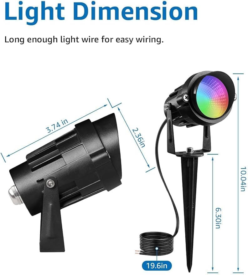 SUNVIE RGBW Low Voltage Landscape Lights Color Changing LED Landscape Lighting Outdoor Waterproof Remote Control for Garden Yard Pathway Christmas Decorative Lighting, 12 Pack with Connector | LED Landscape Lighting Waterproof Outdoor Remote Control fo...