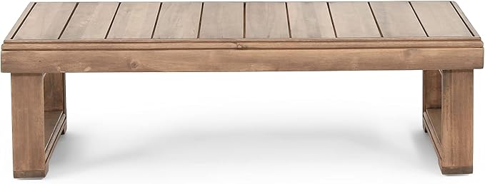 Outdoor Coffee Table with Slat Design and Sled Base, Brown