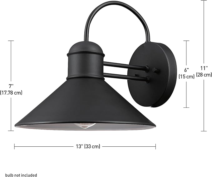 Globe Electric 44165 1-Light Outdoor Wall Sconce, 2-Pack, Weatherproof, Black Finish, Outdoor Lighting Modern, Wall Lighting, Porch Light, Front Porch Décor, Patio Décor, Outdoor, Bulb Not Included